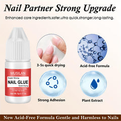 MUSILAN glue texture drop demonstrating quick-dry performance