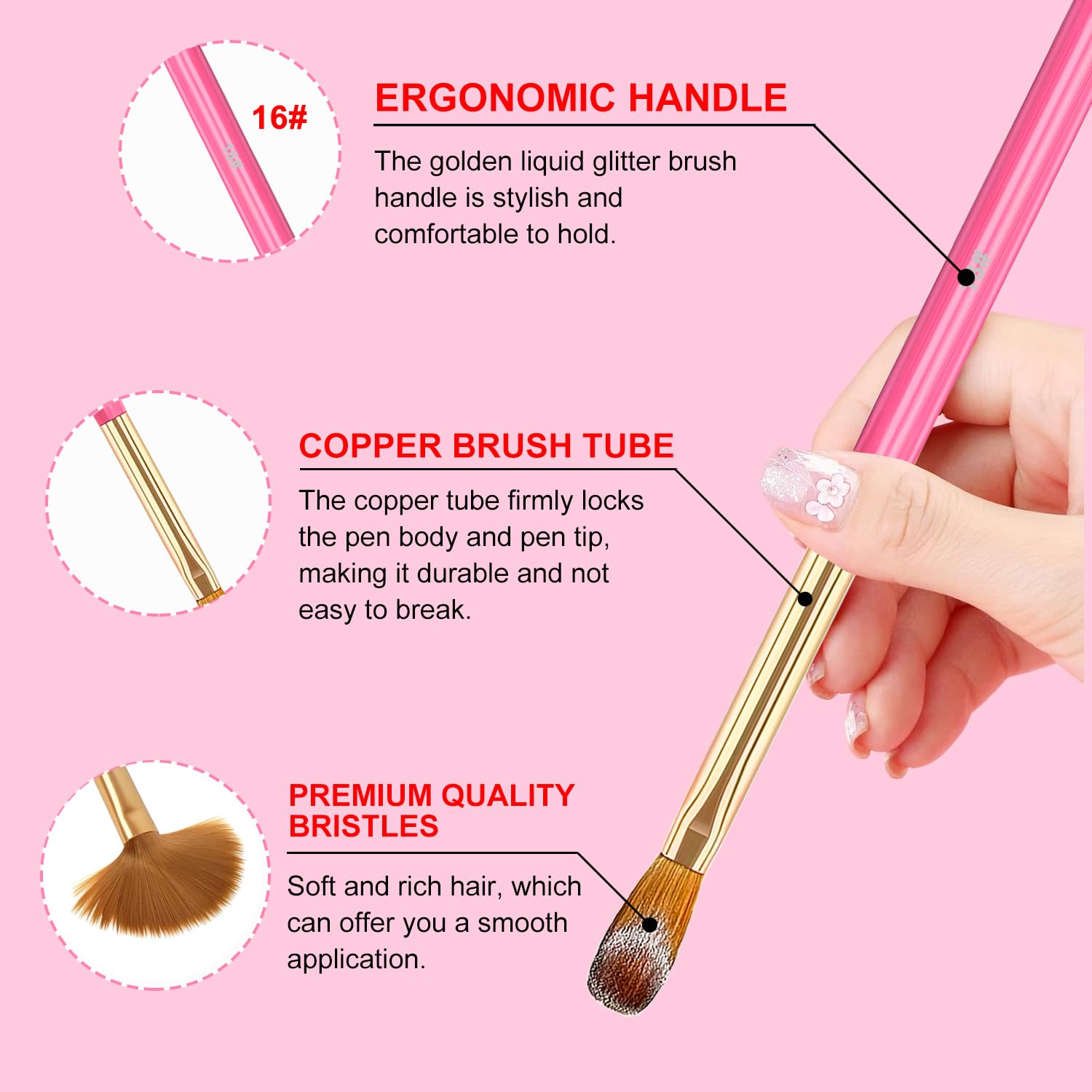 MUSILAN brush in use applying acrylic extension for precise bead placement benefit