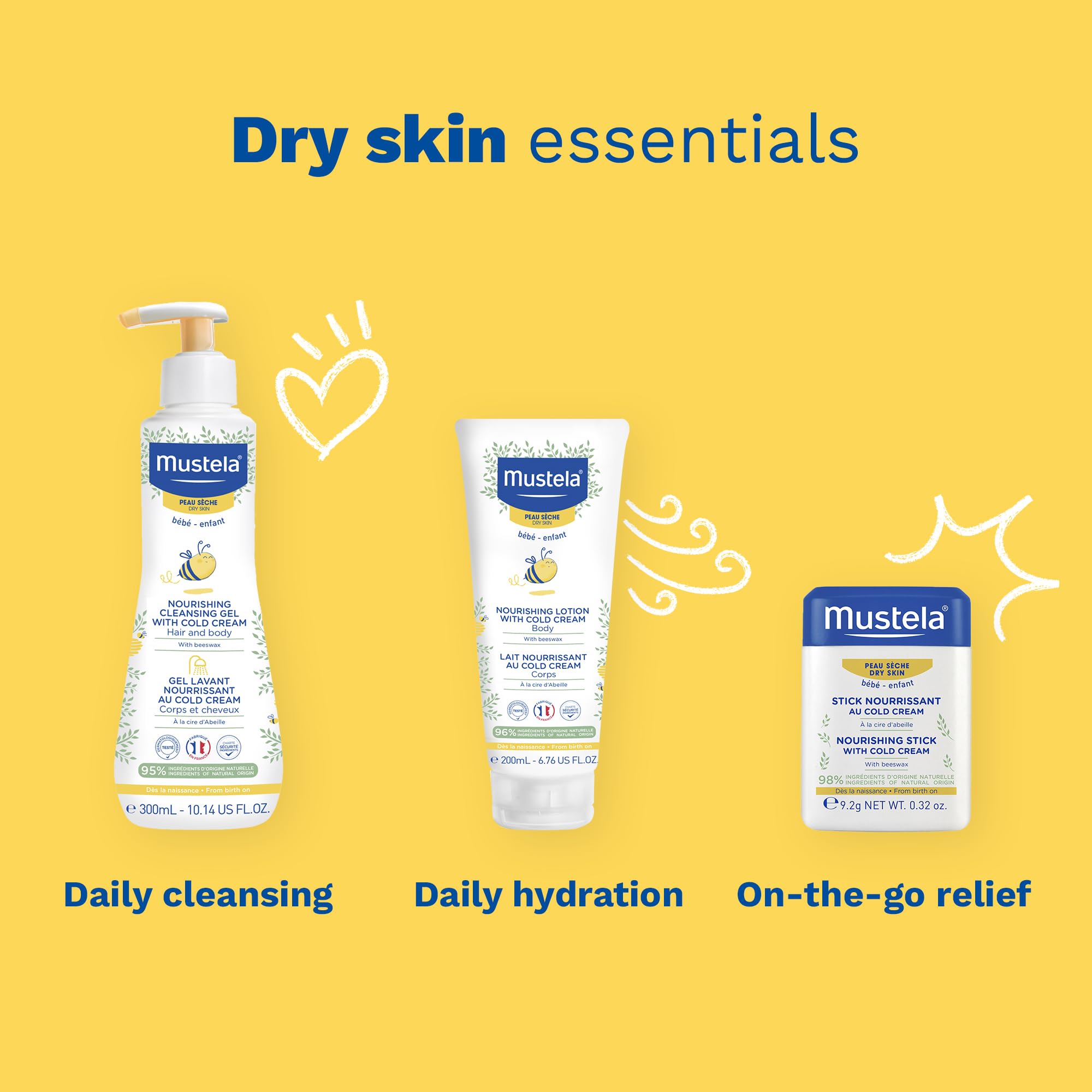Mustela lifestyle scene with stroller illustrating outdoor skin protection