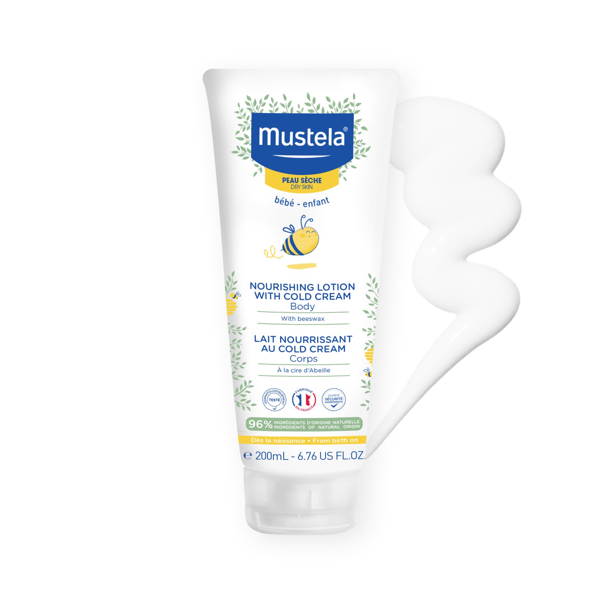 Mustela front packaging bottle showing label and size for easy identification and trust
