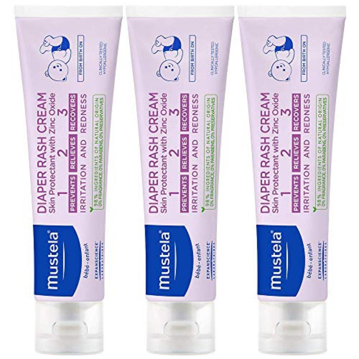 Mustela front packaging showing product and benefits for gentle protection