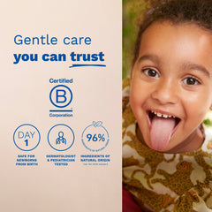 Mustela hand applying lotion on baby arm to show gentle application and fast absorption