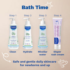 Mustela ingredients label detail emphasizing 98% natural formulation