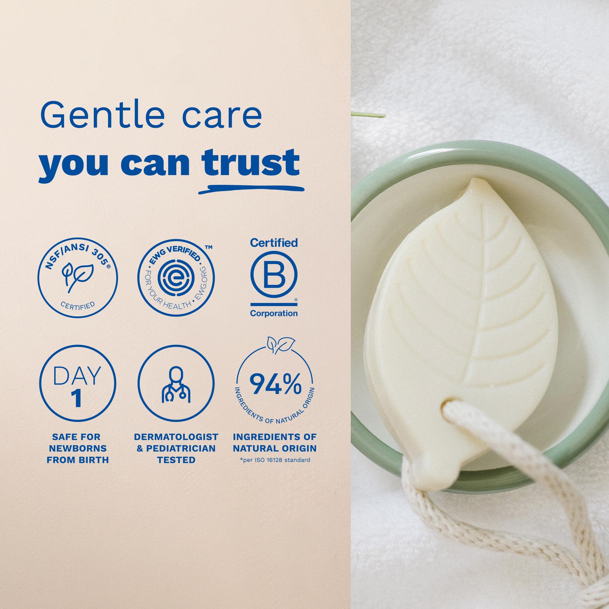 Mustela creamy lather on hand demonstrating effective, mild cleansing