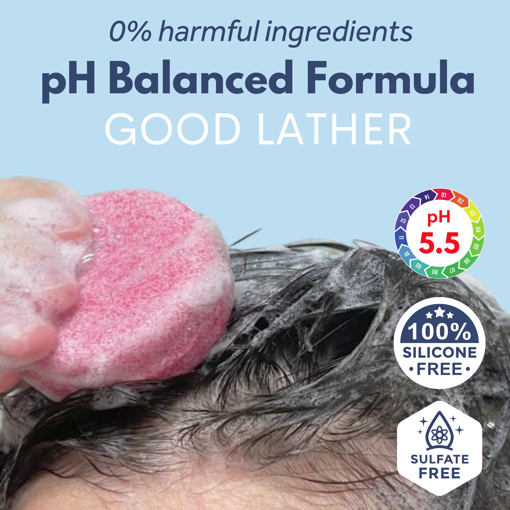 Muun shampoo bars beside ruler showing compact size and lasting value benefit