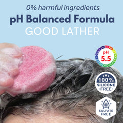 Muun shampoo bars beside ruler showing compact size and lasting value benefit