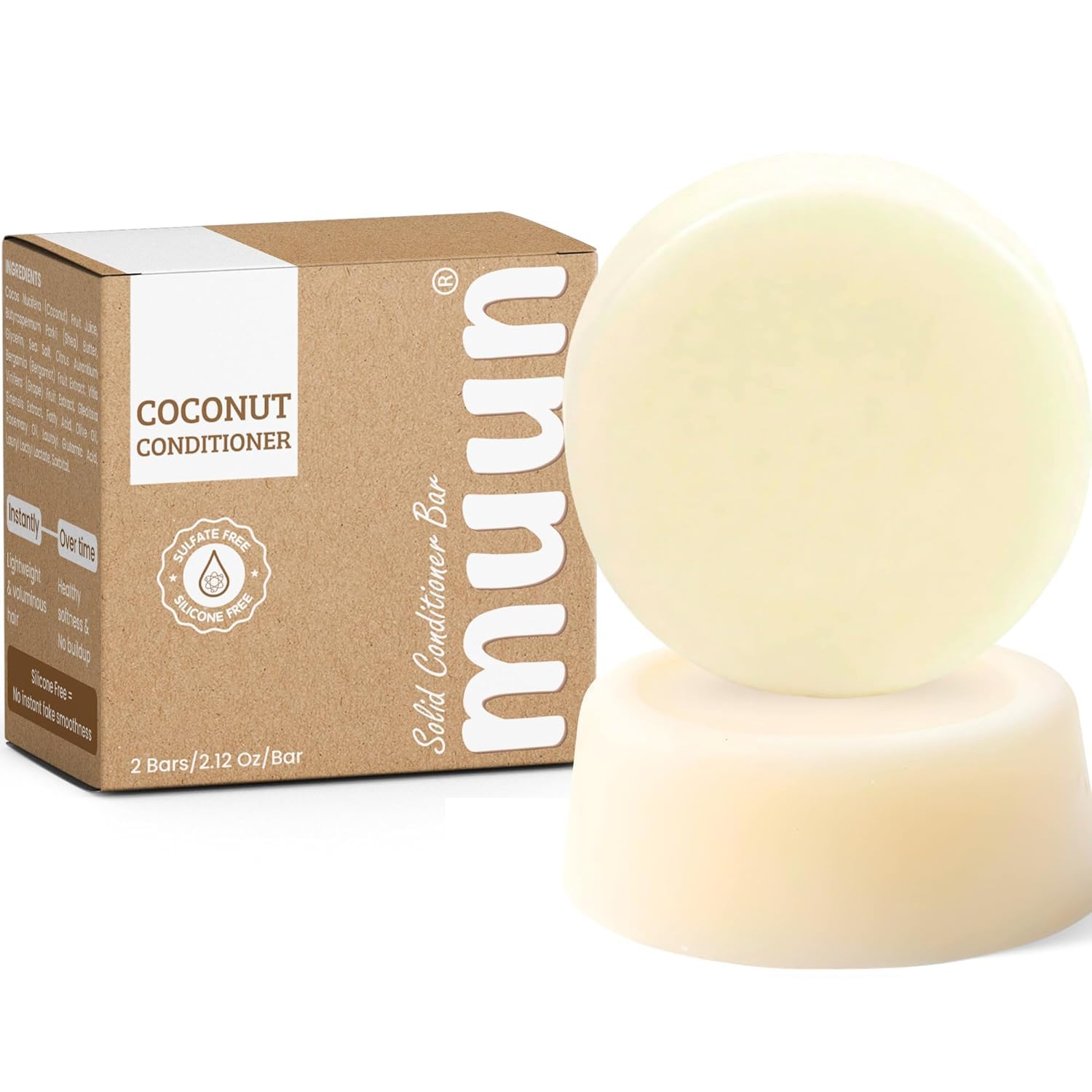 Muun front packaging showing two bars and plastic-free box, highlights eco benefit