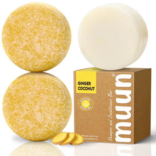Muun front view of three ginger bars showing eco-friendly packaging and reduced plastic