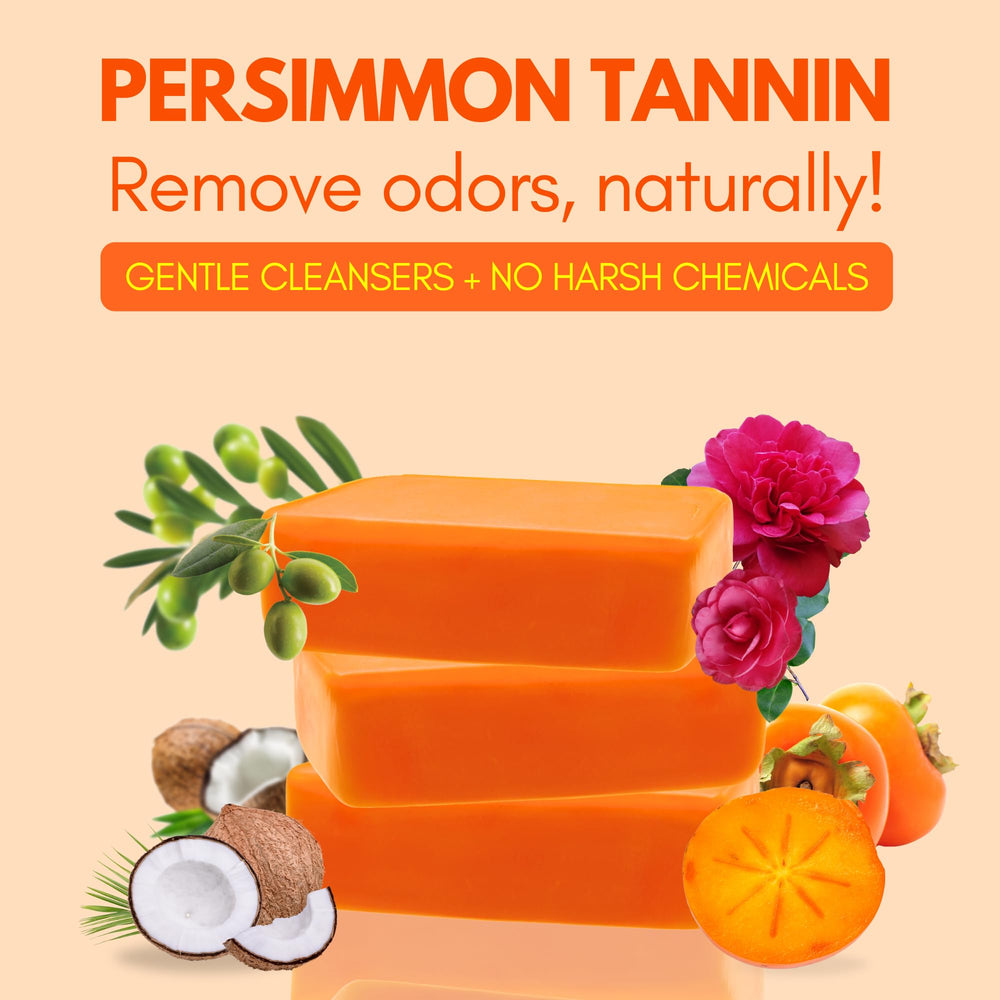 Muun persimmon soap close-up texture highlighting gentle exfoliation benefit