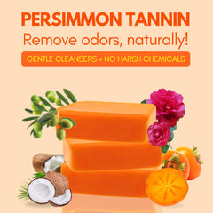 Muun persimmon soap close-up texture highlighting gentle exfoliation benefit