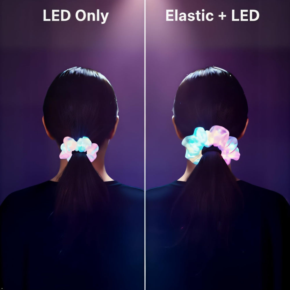 MUYANN scrunchies glowing at a night party to boost visibility