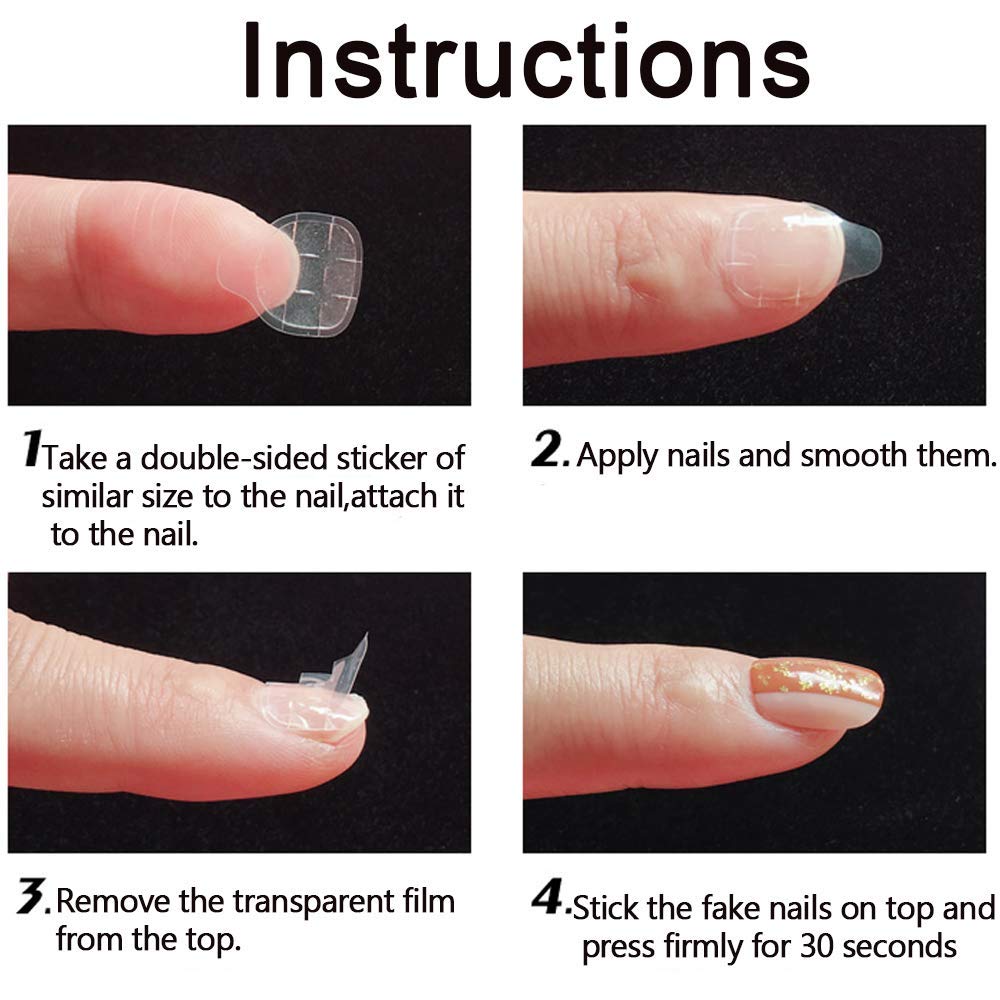 mwellewm application in hand placing adhesive tab under false nail for quick secure install