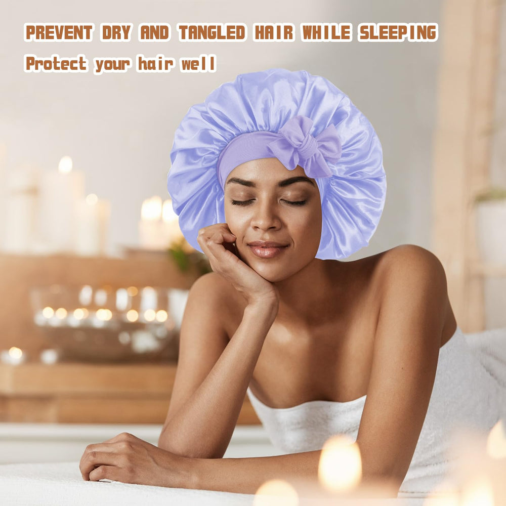 my novel things bonnets on pillow in bedroom scene showing breathable, sleep-friendly styling
