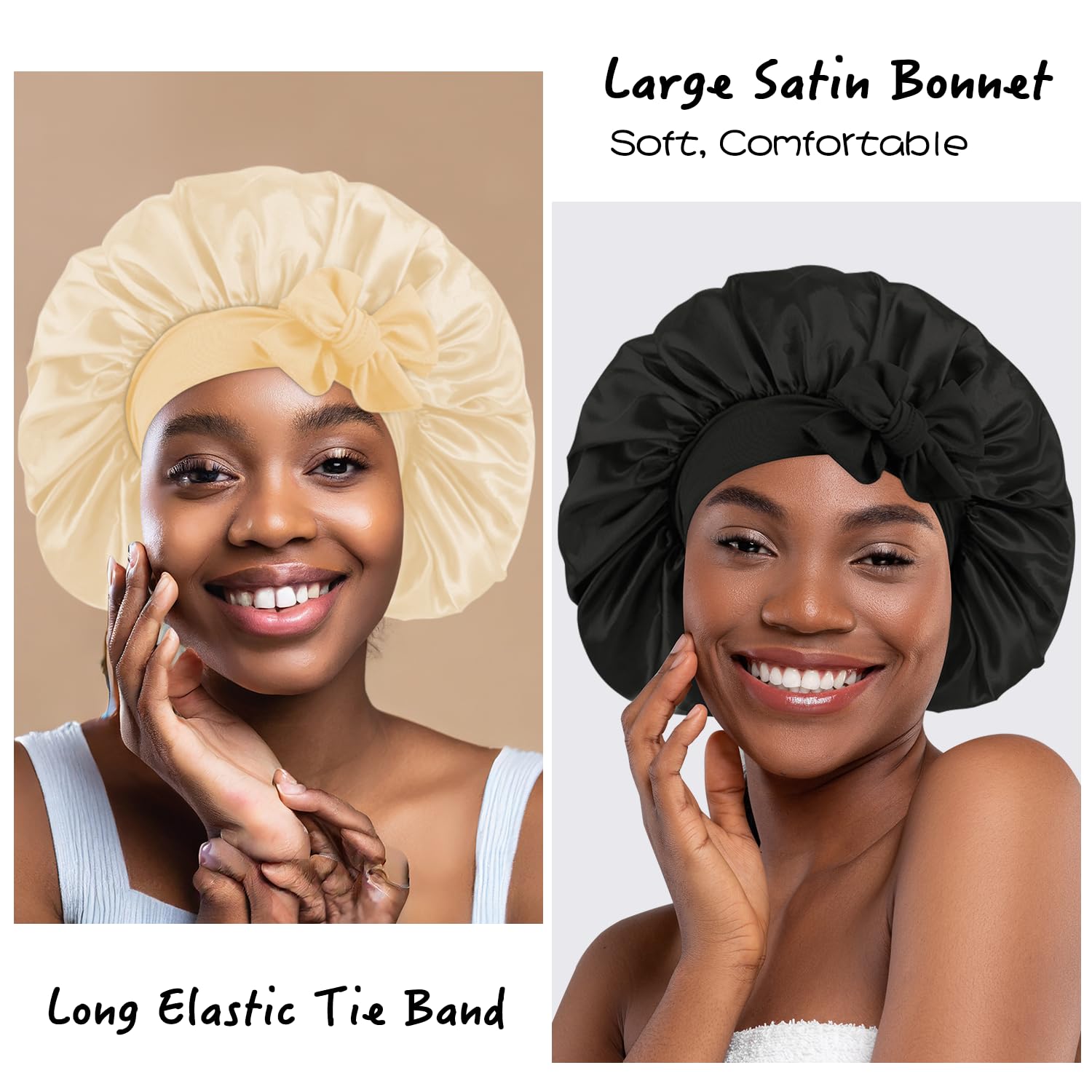 my novel things woman wearing bonnet sleeping demonstrating hair protection and reduced frizz benefit