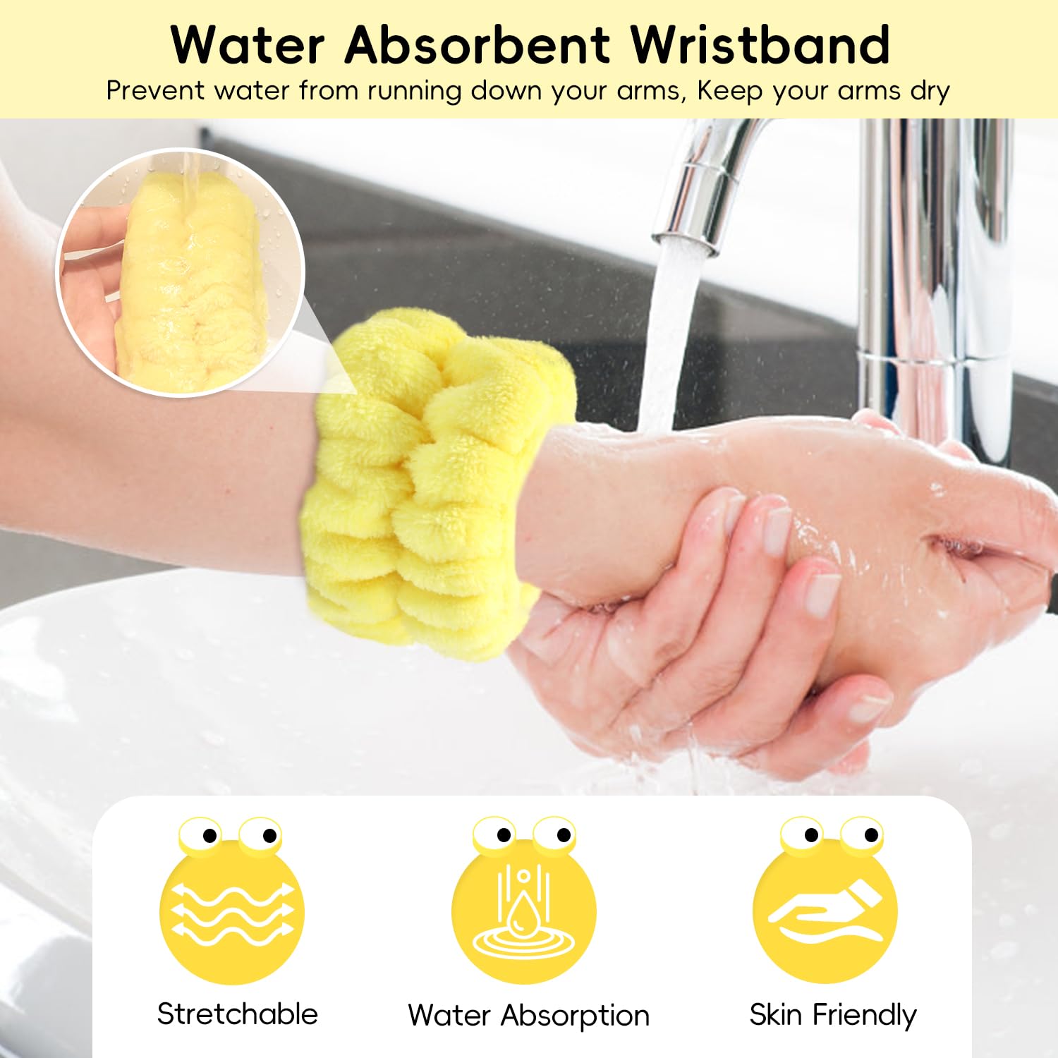 my novel things wristband absorbing water droplets, prevents arm drips and clothing wetting