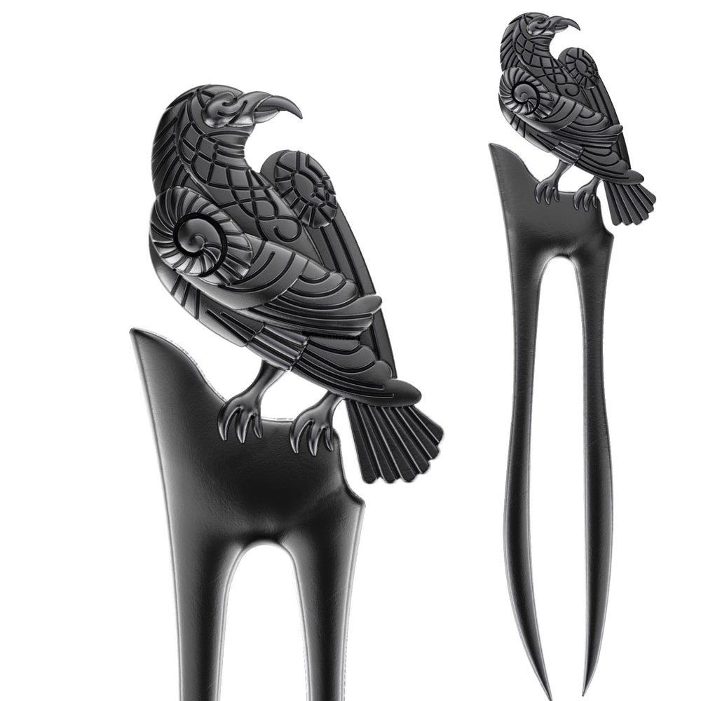 MYAROMA FINDINGS front view of raven hair forks shows bold design and secure hold