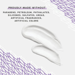 Model applying MyChelle cream to face and neck for firmer-looking skin