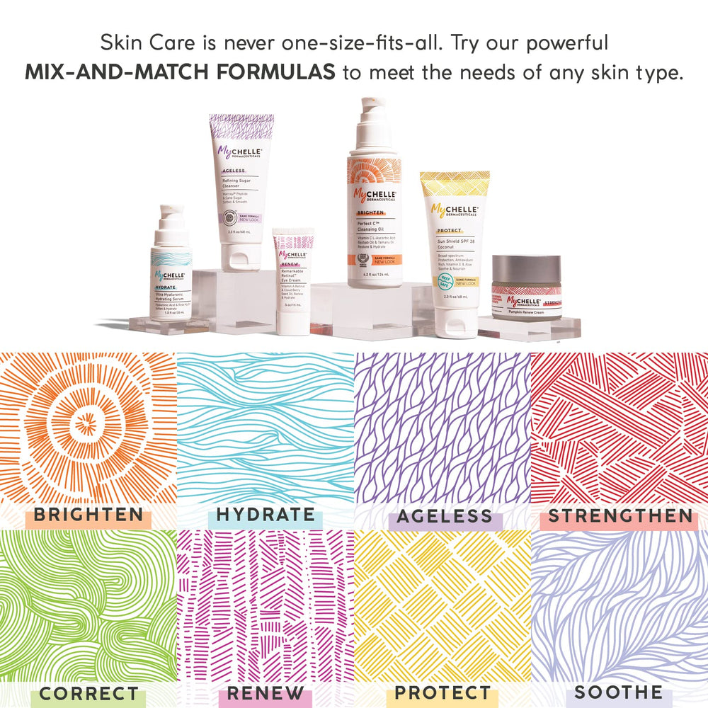 MyChelle Dermaceuticals label closeup showing ingredient highlights and clean formula