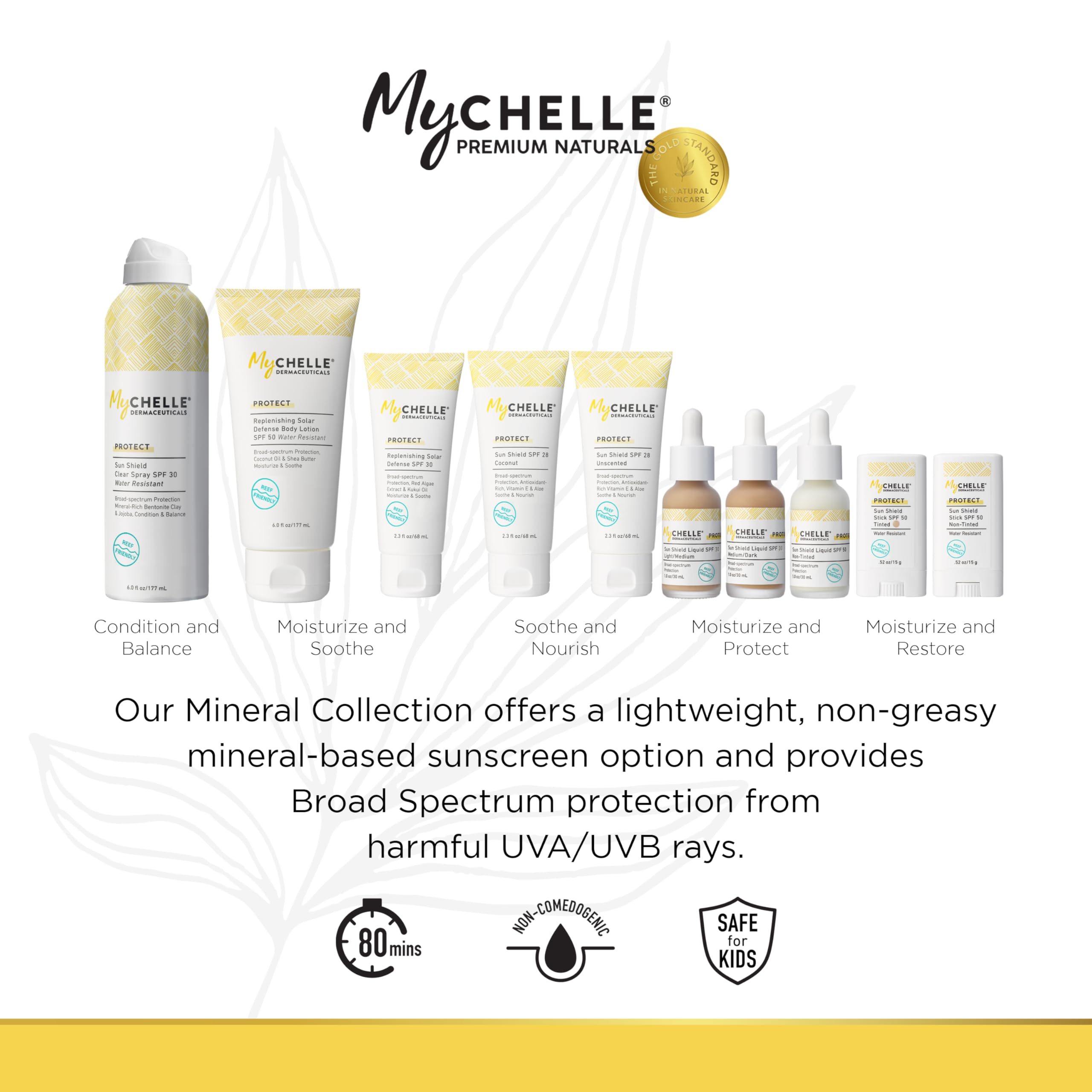MyCHELLE Sun Shield Stick in a beach bag scene showing water-resistant use outdoors
