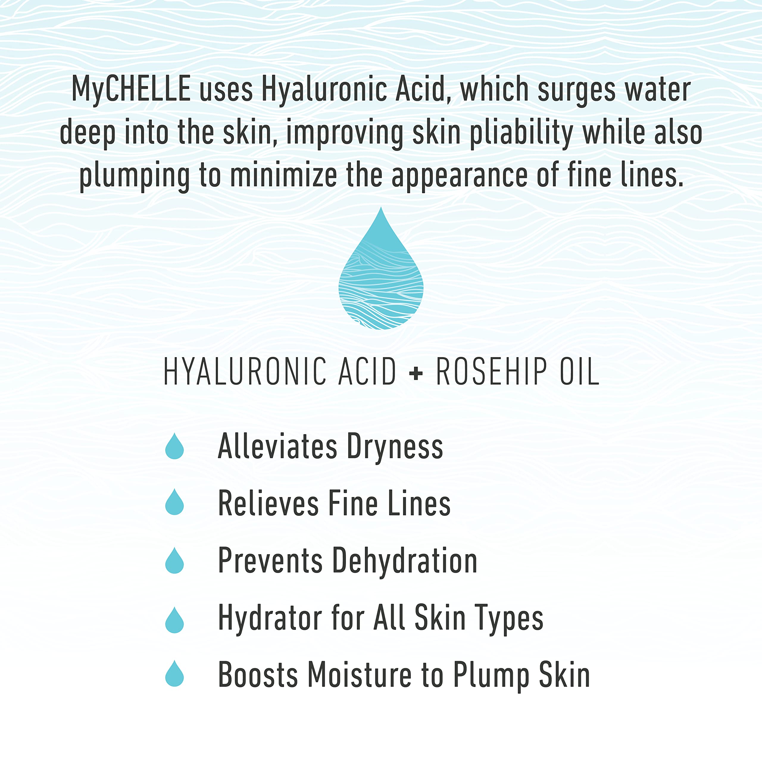 MyCHELLE serum droplet texture illustrating lightweight hydration