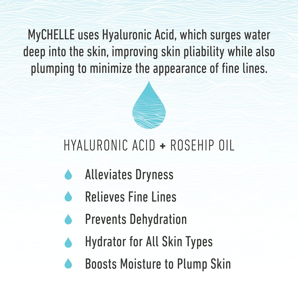 MyCHELLE serum droplet texture illustrating lightweight hydration