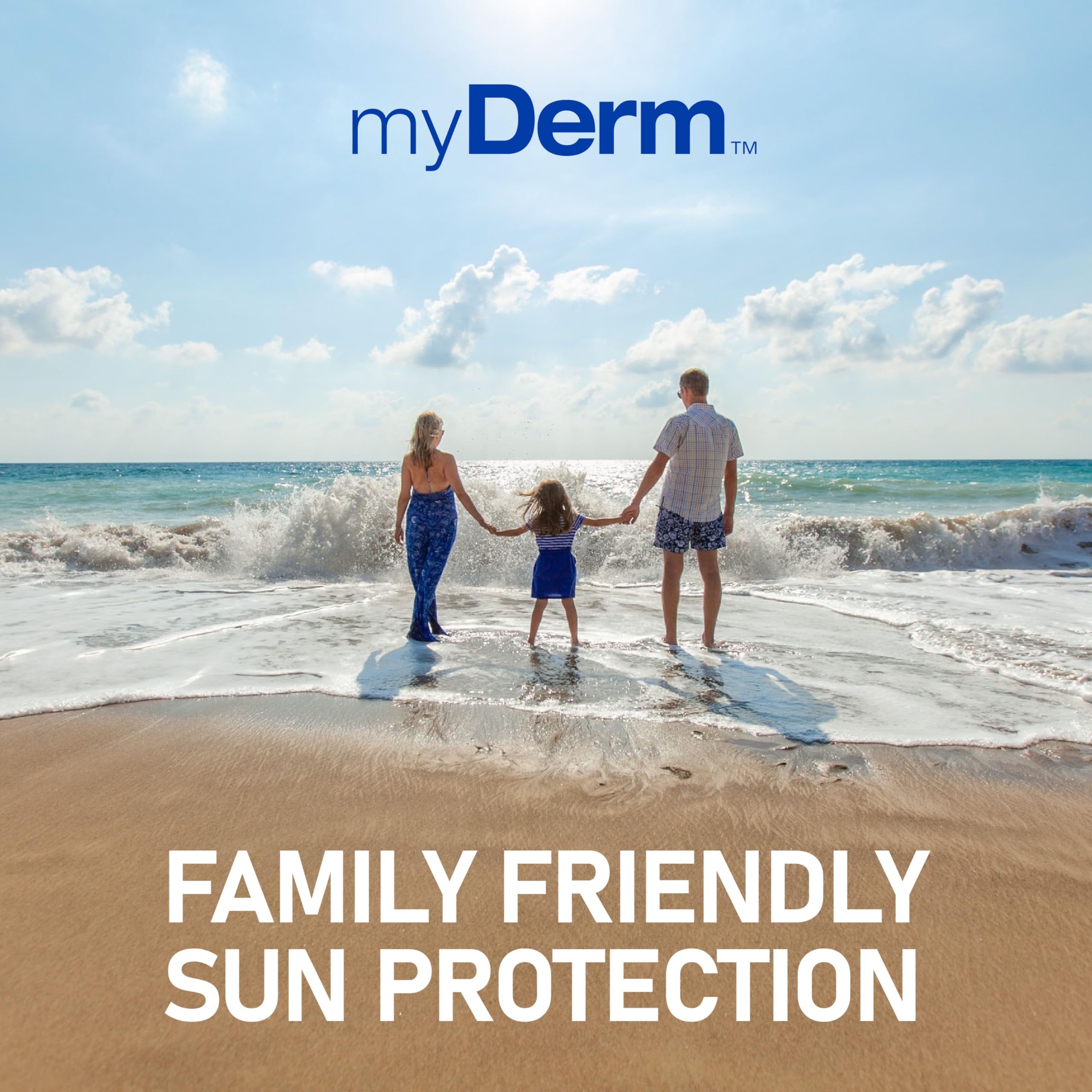 MyDerm ingredients label close-up showing oxybenzone-free reassurance benefit