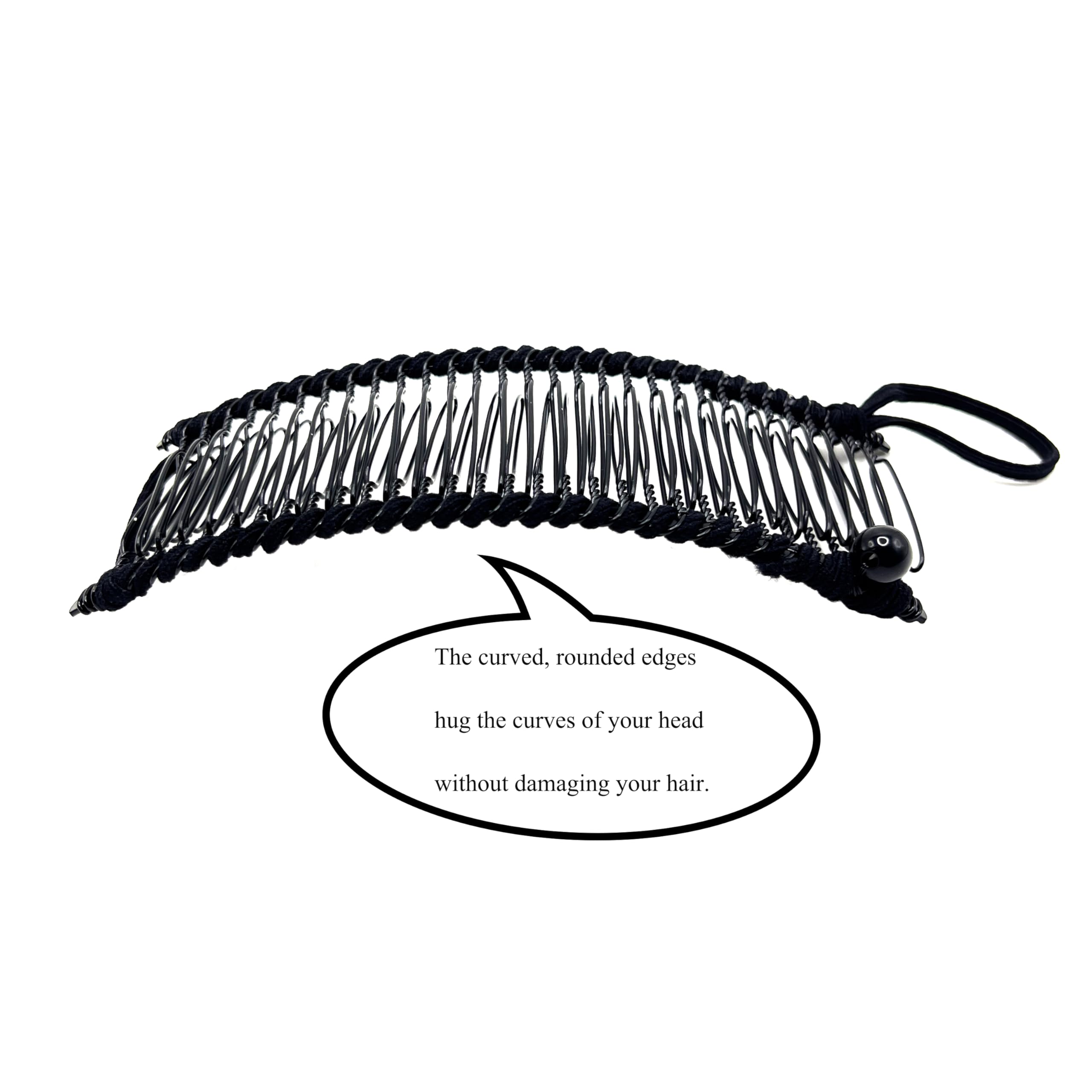 MYEAST in-use high ponytail demonstrating stretchy band and firm grip