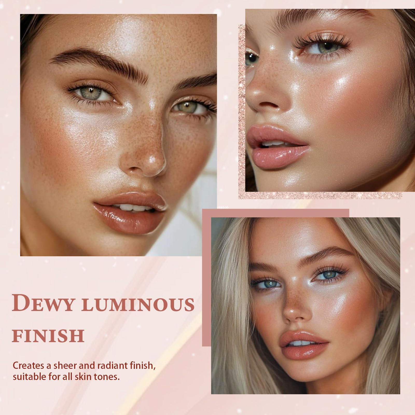 MYMERRY applied on cheekbone demonstrating dewy highlight and natural lift