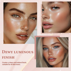 MYMERRY applied on cheekbone demonstrating dewy highlight and natural lift