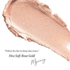 MYMERRY close-up of creamy shimmer texture showing blendable, buildable luminous finish