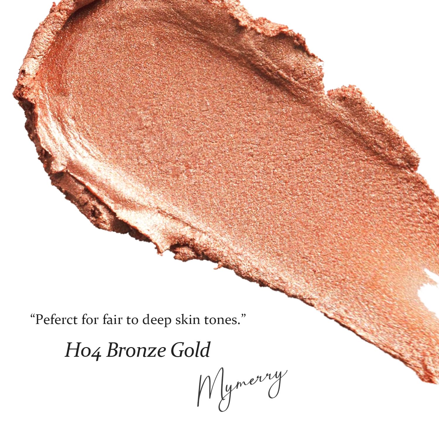 MYMERRY highlighter applied on cheek showing radiant, dewy glow for instant highlight
