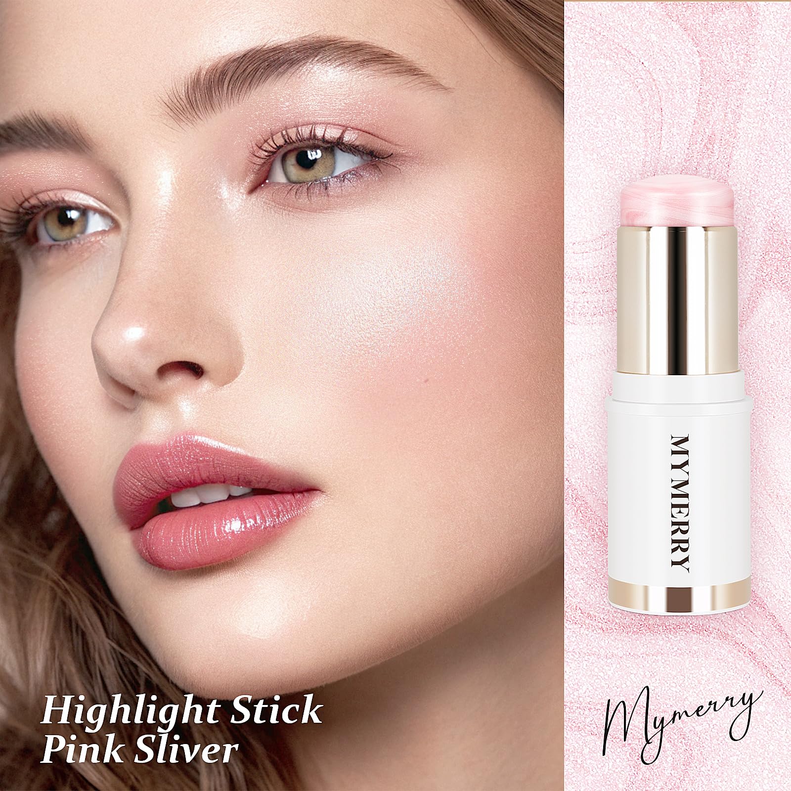 MYMERRY stick open revealing marble core with creamy texture for blendable glow