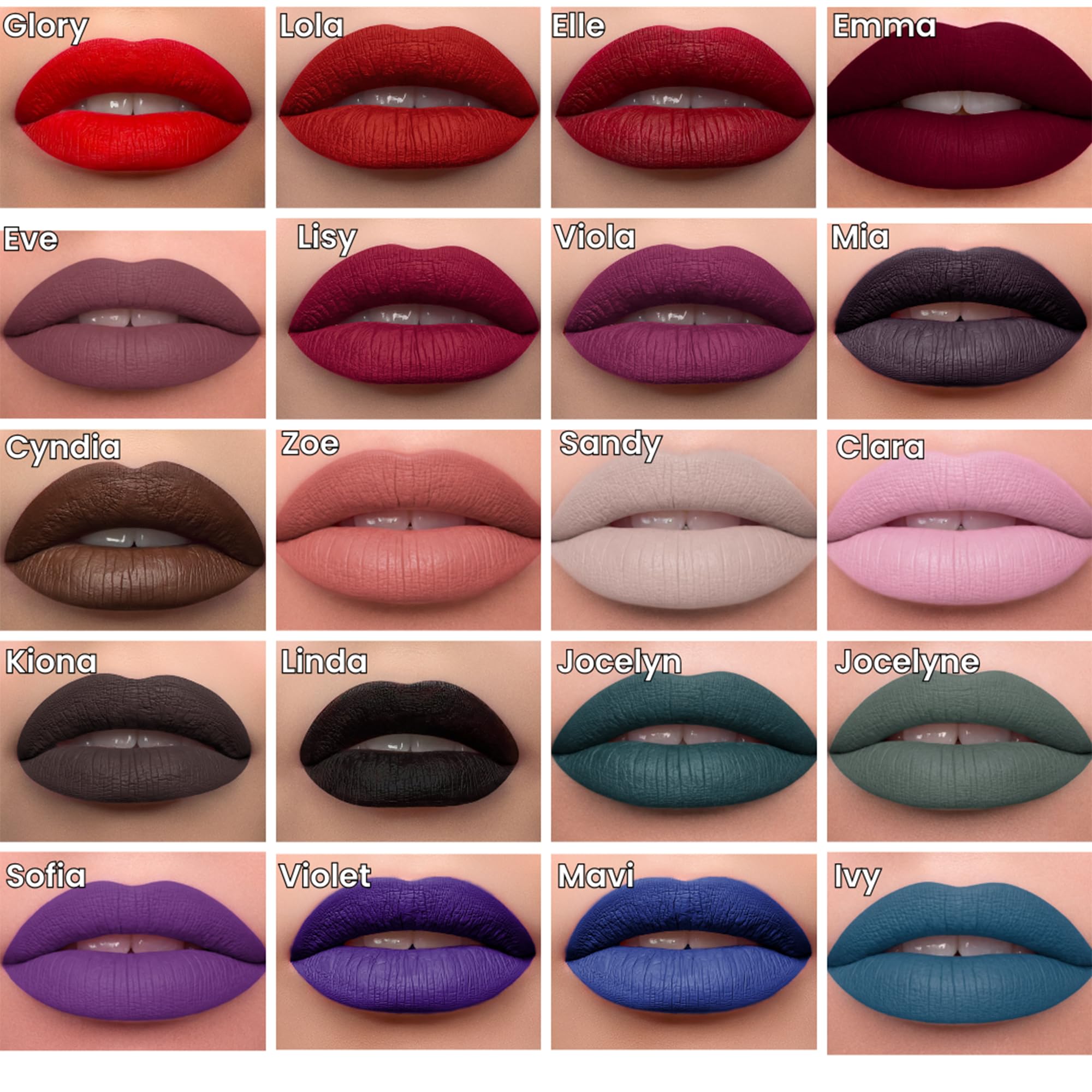 Mynena Elle lips close up highlighting full-coverage matte finish and comfortable wear benefit: long-lasting look