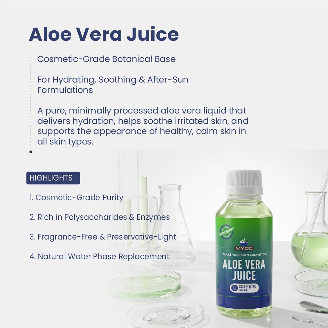 MYOC label close-up displaying ingredient clarity and cosmetic use
