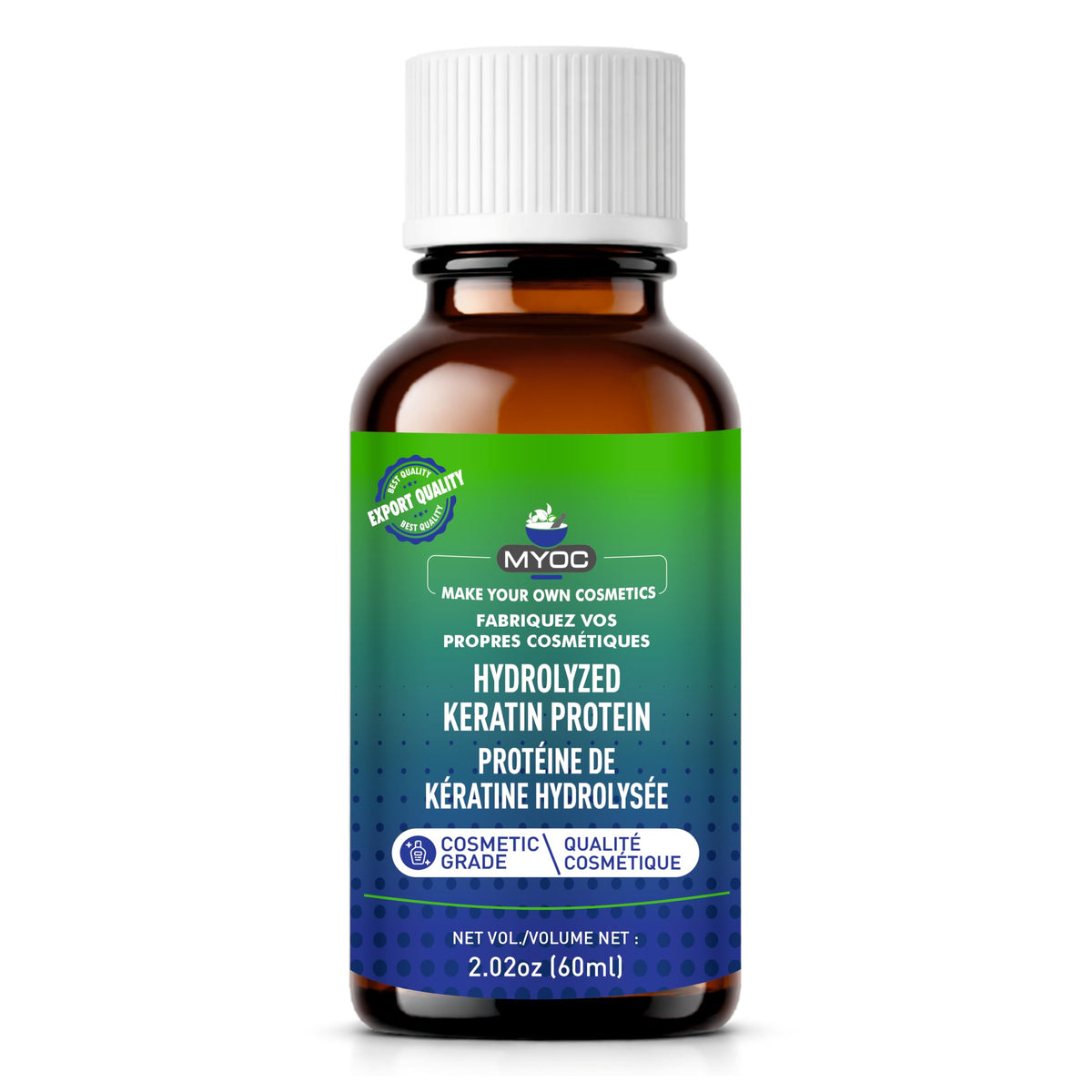 MYOC bottle front label showing product name and volume for clear identification