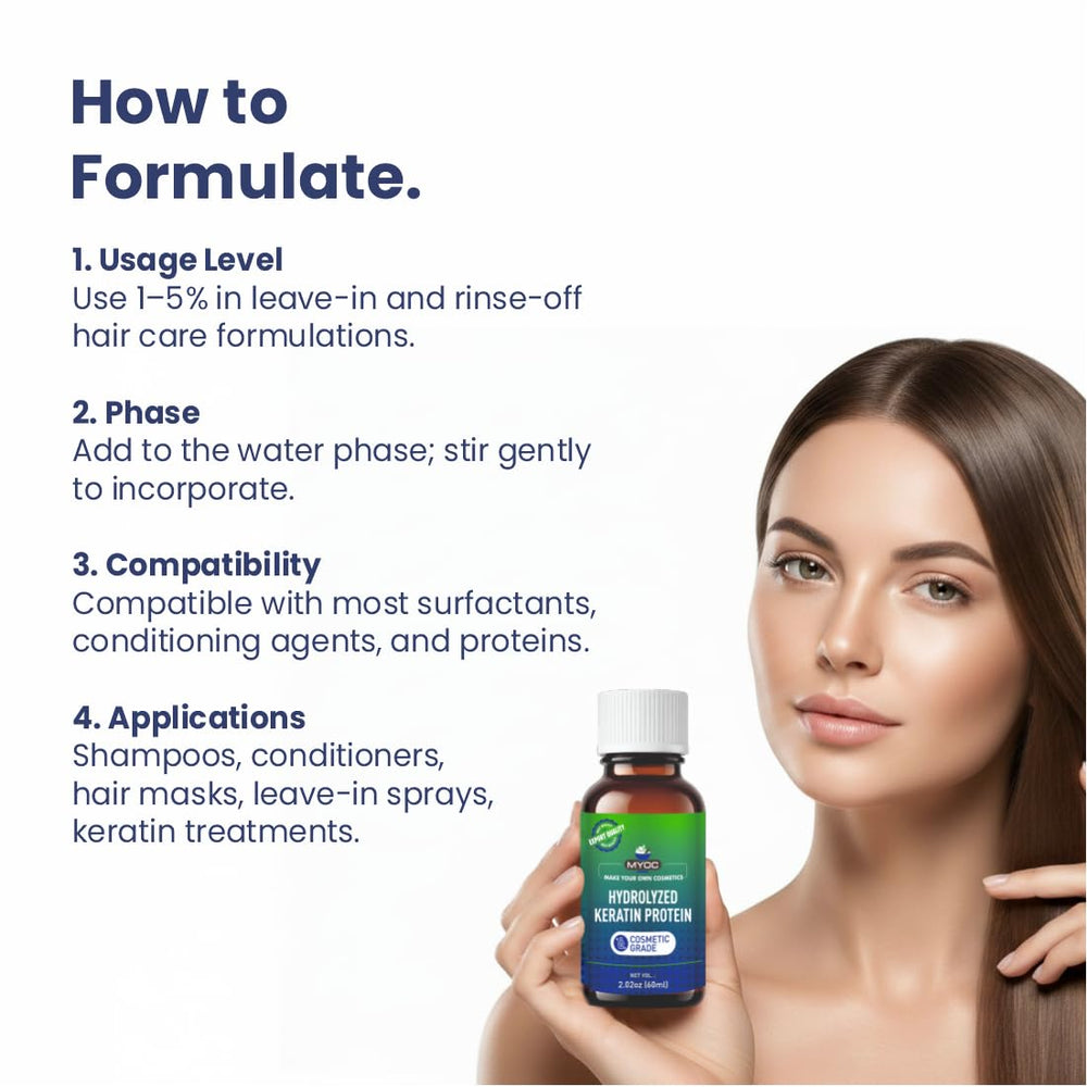 MYOC keratin in a DIY serum bottle illustrating improved slip and manageability