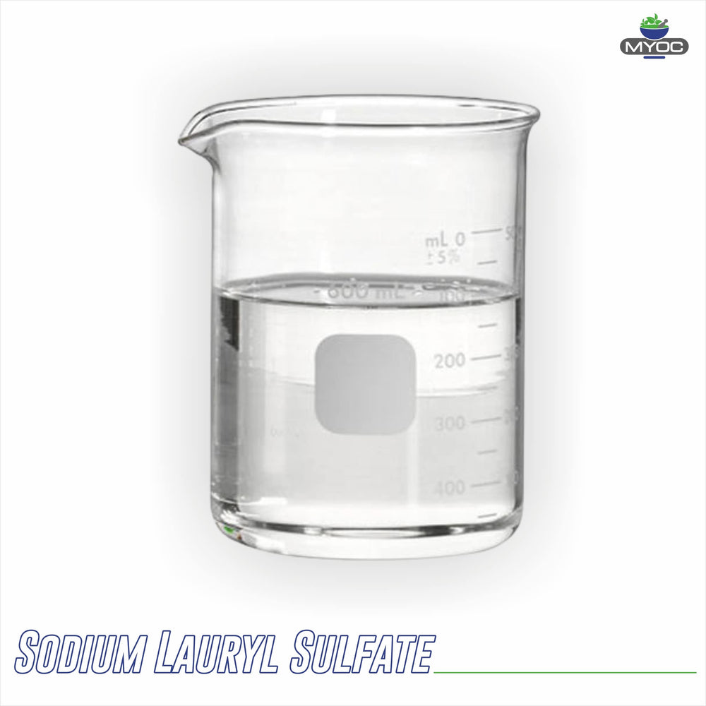 MYOC dissolved SLS solution texture close-up showing clear foaming potential