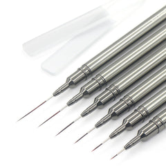 MYR metal-bodied brush set front view showing all sizes and caps for professional precision