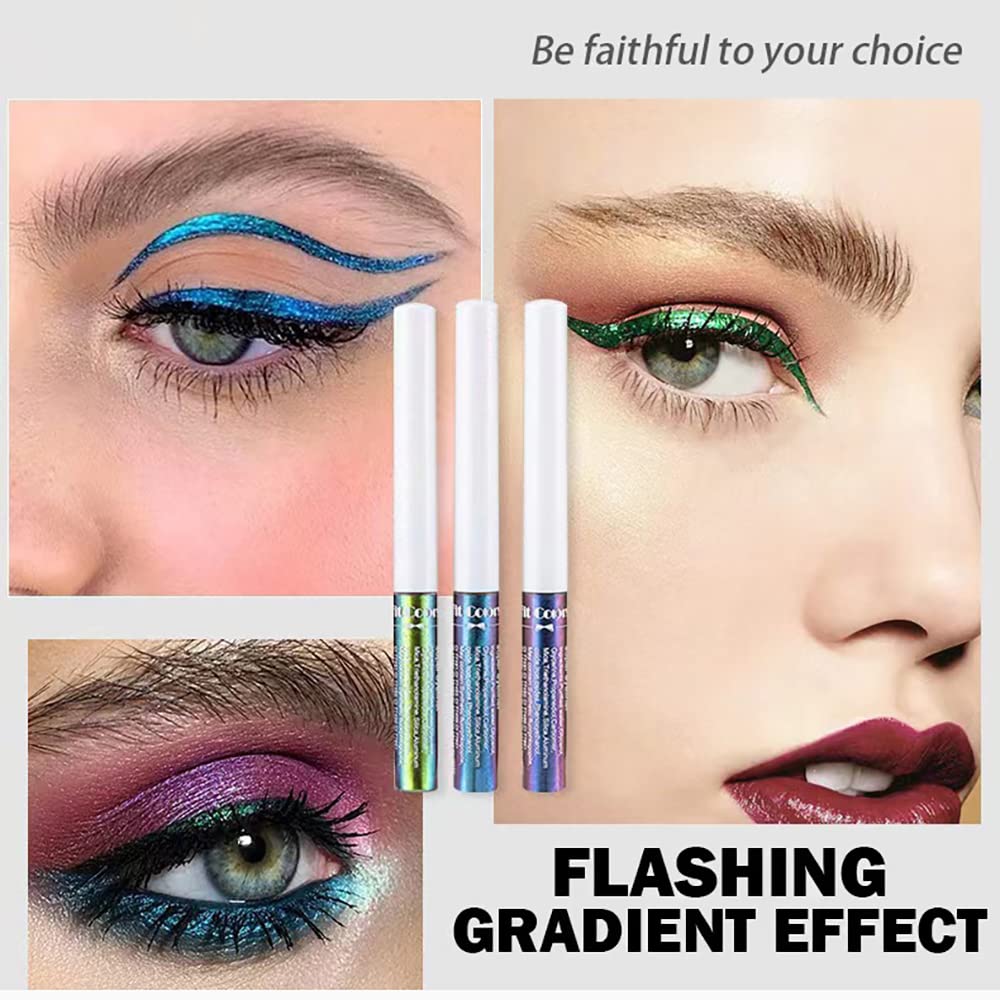 Mysense eyeliner applied in winged eye look for dramatic multi-reflective effect