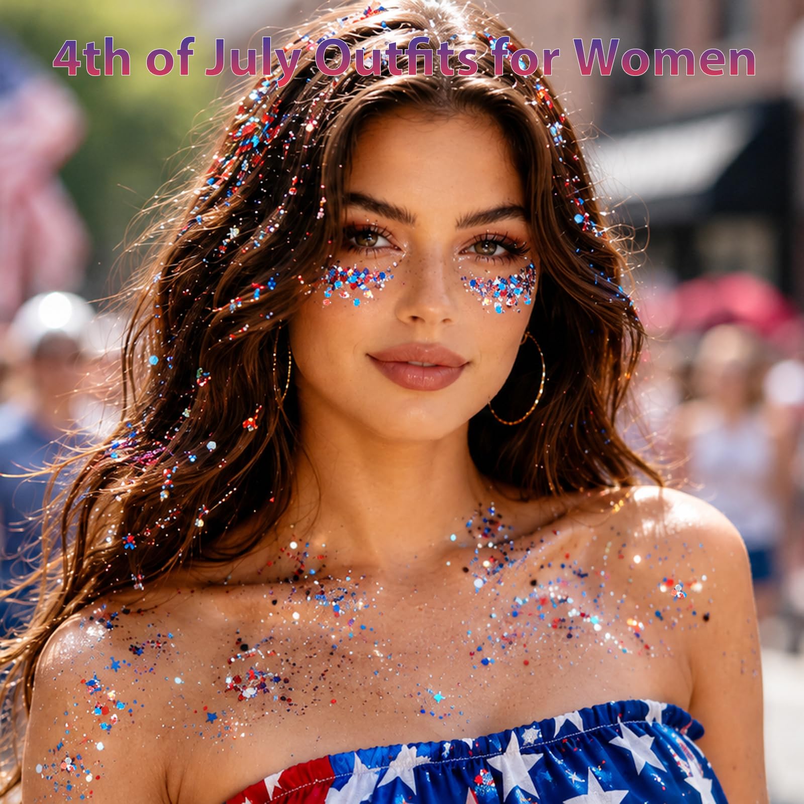 Mysense collarbone glitter accent creating camera-ready patriotic shine