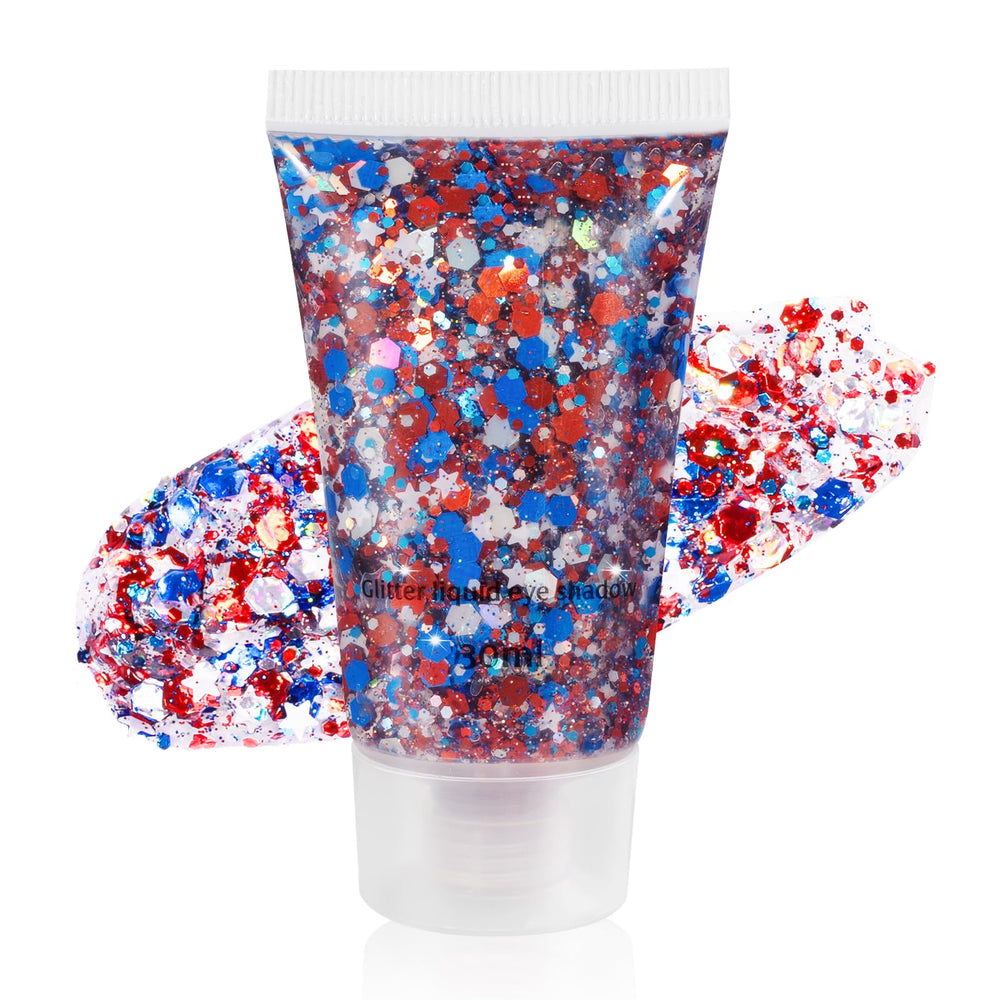 Mysense jar front view showing patriotic red white blue glitter and easy application