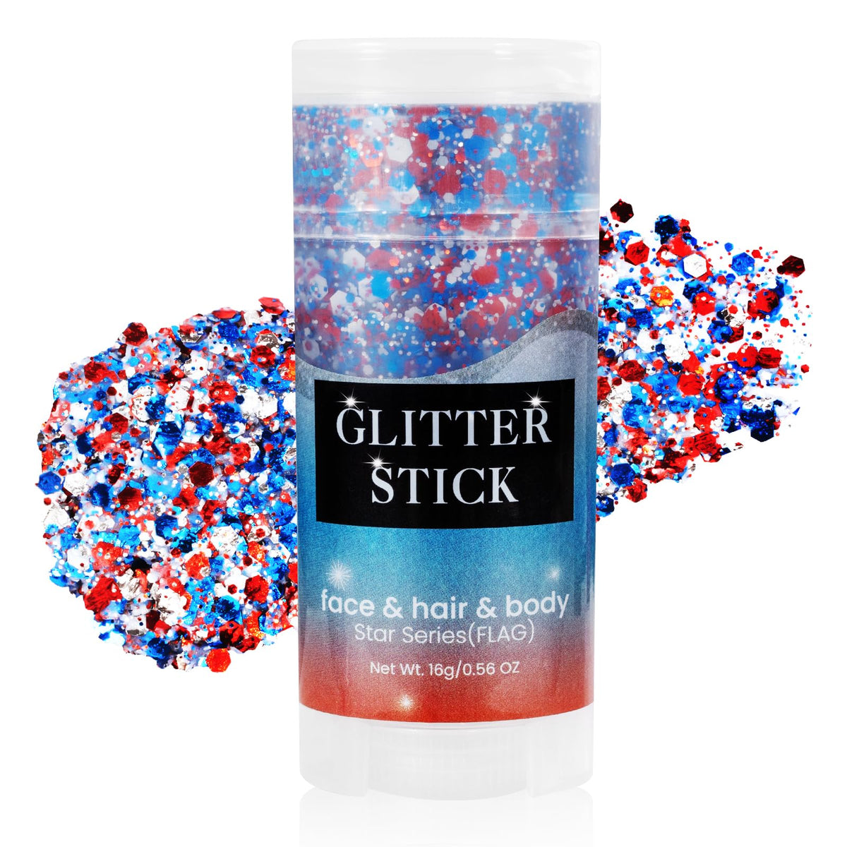 Mysense front packaging showing patriotic glitter stick benefits