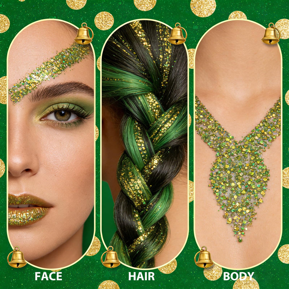 mysense glitter applied in hair parting demonstrating sparkle and long-wear styling benefit