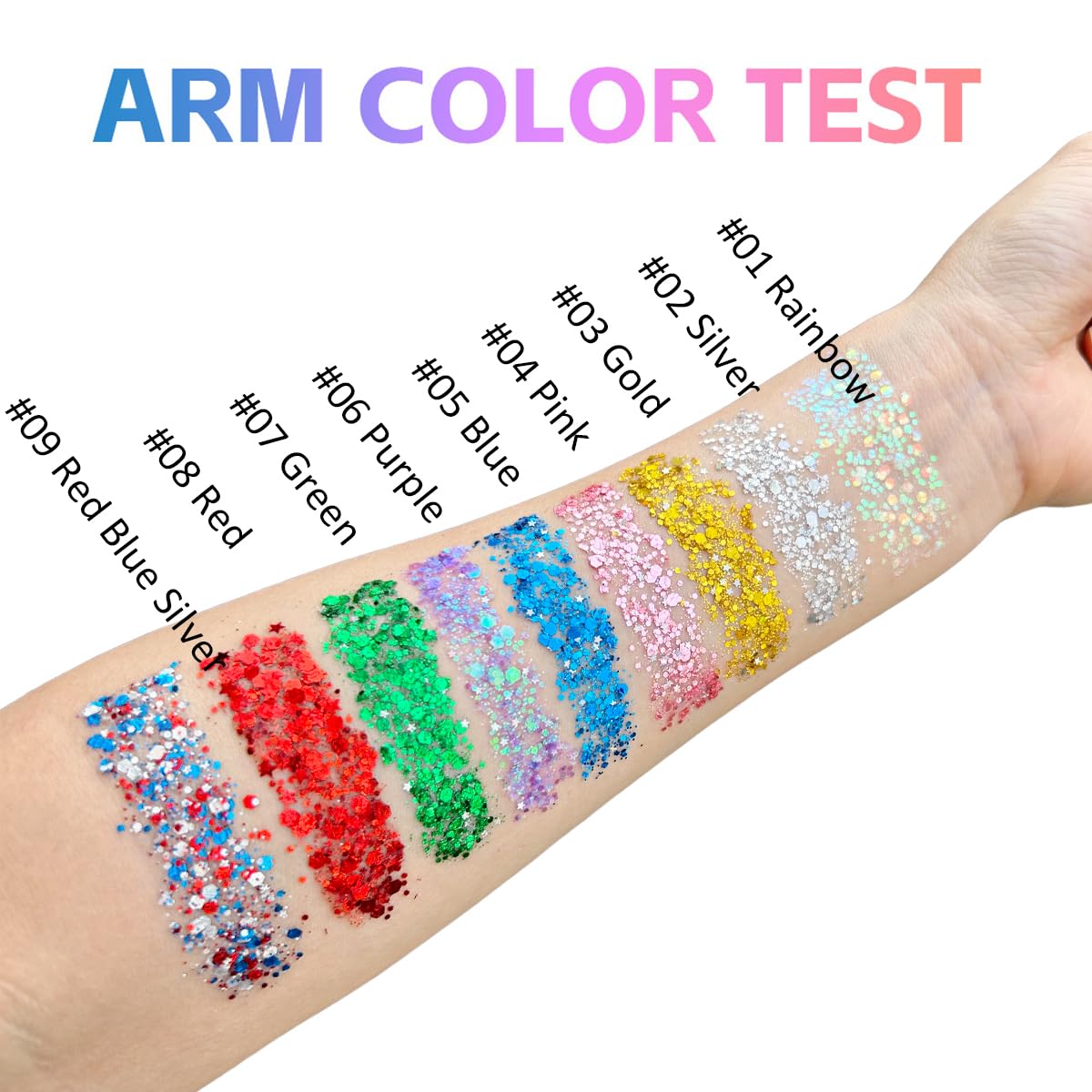 Mysense strand of hair with blue glitter streak for added festival dimension