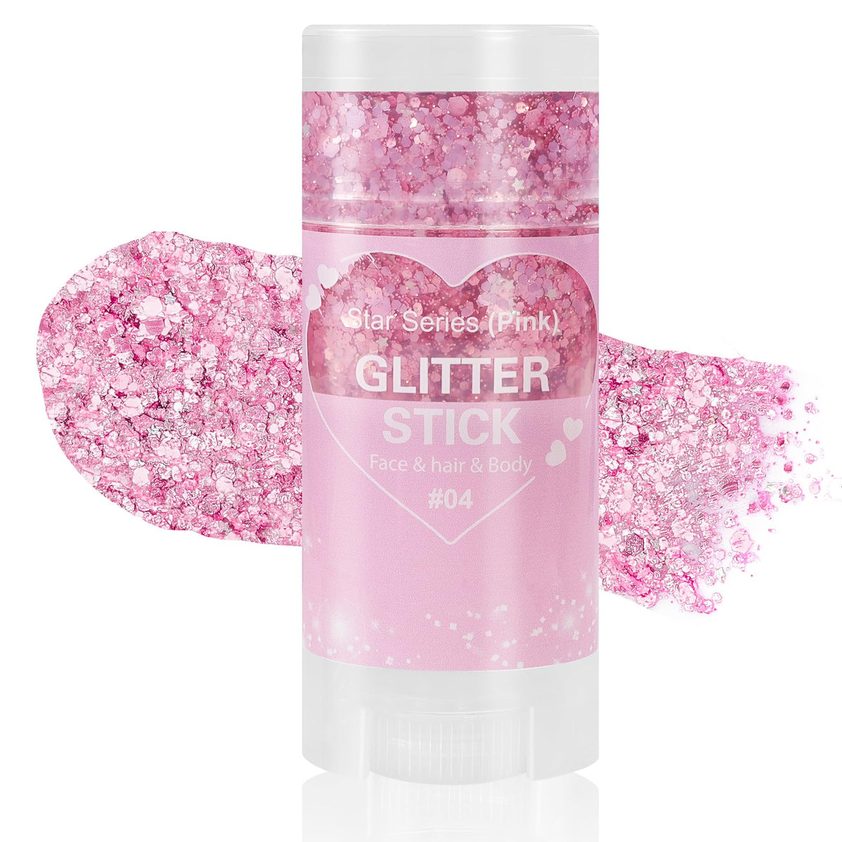 Mysense pink body glitter stick front packaging showing product