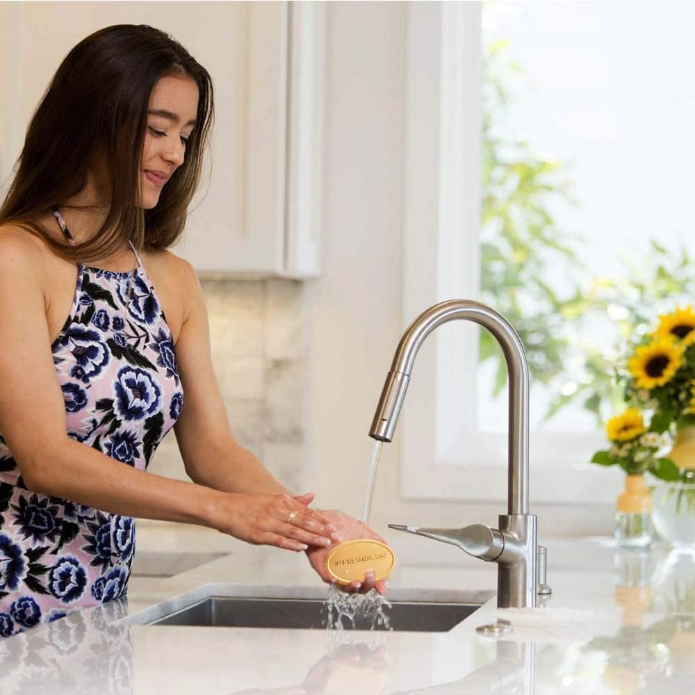 Mysore Sandal placed in bathroom setting for daily routine appeal