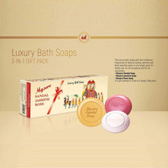 Mysore Sandal rose bar beside a ruler showing 5.3 oz size for travel convenience