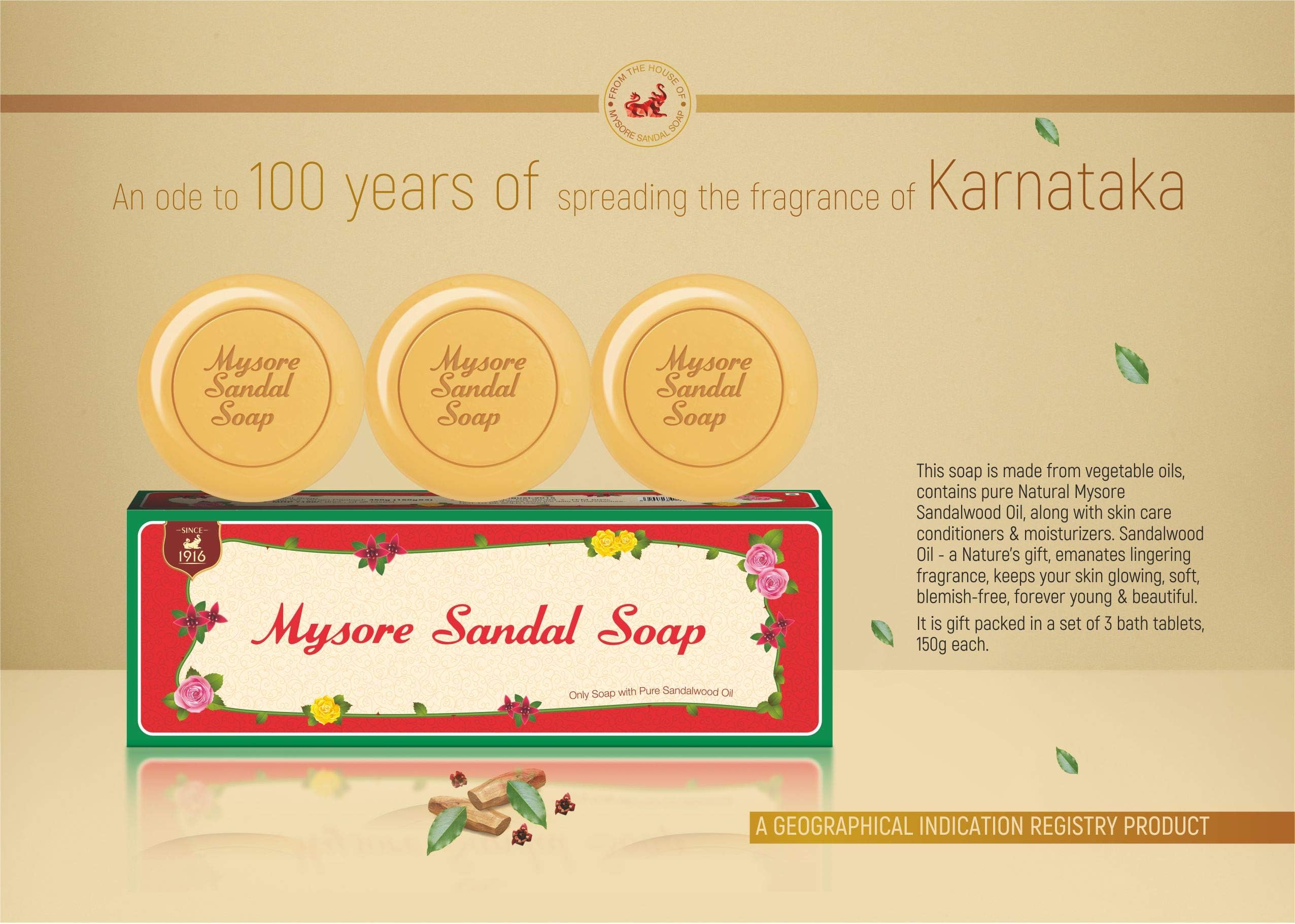 Mysore Sandal soap close-up texture highlighting smooth surface and purity