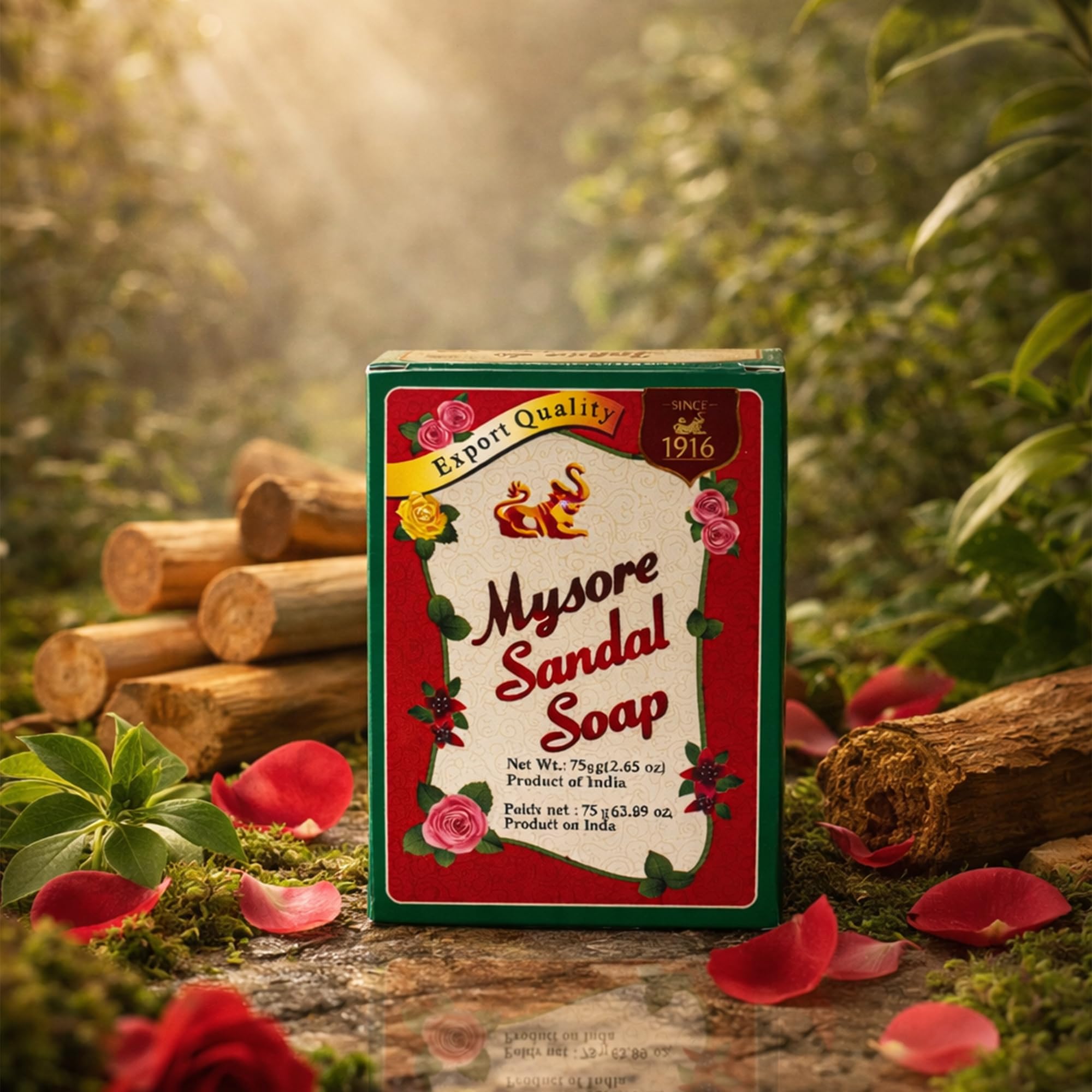 Mysore Sandal soap bar close-up revealing smooth texture and natural oils