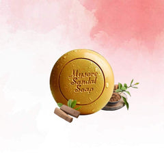 Mysore Sandal soap on bathroom shelf in lifestyle setting suggesting daily use